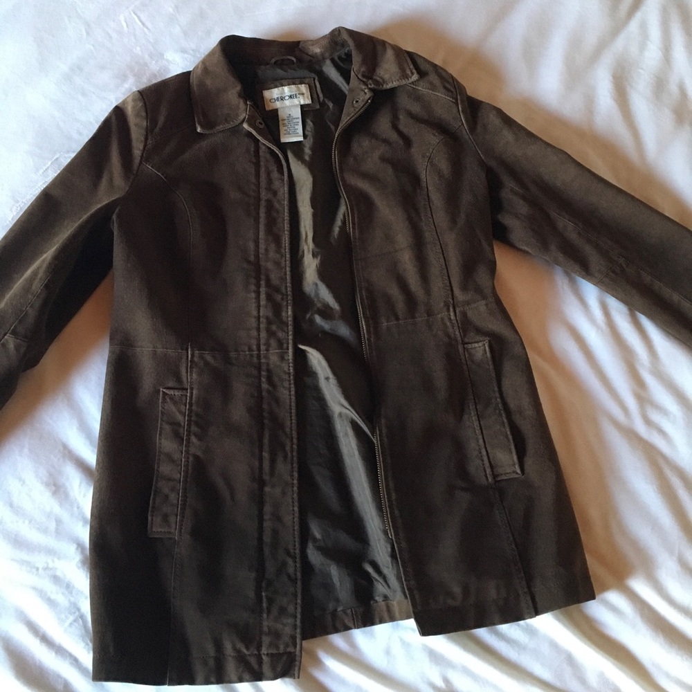 SOLD 100% Genuine Leather Brown Long Fitted Coat Small